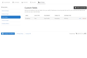 Custom data fields on MANTA